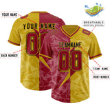 Custom Old Gold Cardinal Split Personalized Lightning Pattern Football Jersey