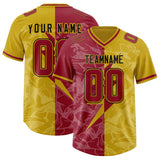 Custom Old Gold Cardinal Split Personalized Lightning Pattern Football Jersey