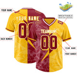 Custom Yellow Cardinal Split Personalized Lightning Pattern Football Jersey