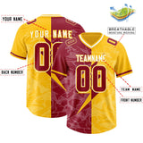 Custom Yellow Cardinal Split Personalized Lightning Pattern Football Jersey