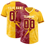 Custom Yellow Cardinal Split Personalized Lightning Pattern Football Jersey
