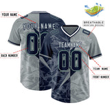 Custom Navy Gray Split Personalized Lightning Pattern Football Jersey