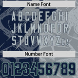 Custom Navy Gray Split Personalized Lightning Pattern Football Jersey