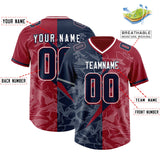 Custom Navy Cardinal Split Personalized Lightning Pattern Football Jersey