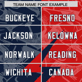 Custom Red Navy Split Personalized Lightning Pattern Football Jersey