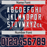 Custom Red Navy Split Personalized Lightning Pattern Football Jersey