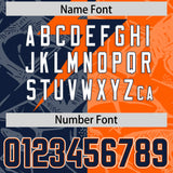 Custom Orange Navy Split Personalized Lightning Pattern Football Jersey