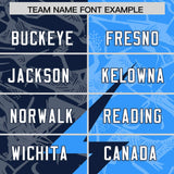 Custom Light Blue Navy Split Personalized Lightning Pattern Football Jersey