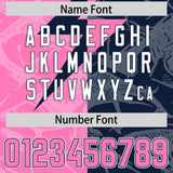 Custom Navy Pink Split Personalized Lightning Pattern Football Jersey