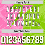 Custom Neon Green Pink Split Personalized Lightning Pattern Football Jersey