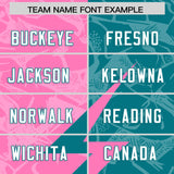 Custom Aqua Pink Split Personalized Lightning Pattern Football Jersey