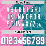 Custom Aqua Pink Split Personalized Lightning Pattern Football Jersey