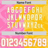 Custom Yellow Pink Split Personalized Lightning Pattern Football Jersey