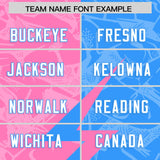 Custom Light Blue Pink Split Personalized Lightning Pattern Football Jersey