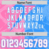 Custom Light Blue Pink Split Personalized Lightning Pattern Football Jersey