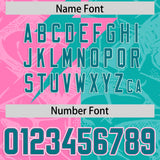 Custom Aqua Pink Split Personalized Lightning Pattern Football Jersey