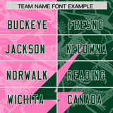 Custom Pink Green Split Personalized Lightning Pattern Football Jersey