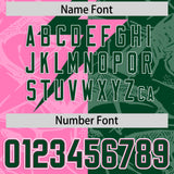 Custom Pink Green Split Personalized Lightning Pattern Football Jersey