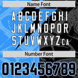 Custom Black Light Blue Split Personalized Lightning Pattern Football Jersey