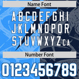 Custom Navy Light Blue Split Personalized Lightning Pattern Football Jersey