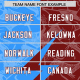 Custom Crimson Light Blue Split Personalized Lightning Pattern Football Jersey