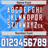 Custom Crimson Light Blue Split Personalized Lightning Pattern Football Jersey