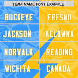 Custom Yellow Light Blue Split Personalized Lightning Pattern Football Jersey