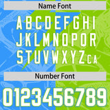 Custom Neon Green Light Blue Split Personalized Lightning Pattern Football Jersey