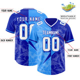 Custom Royal Light Blue Split Personalized Lightning Pattern Football Jersey