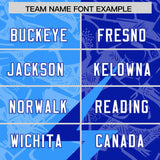 Custom Royal Light Blue Split Personalized Lightning Pattern Football Jersey