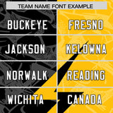 Custom Yellow Black Split Personalized Lightning Pattern Football Jersey