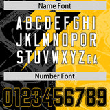 Custom Yellow Black Split Personalized Lightning Pattern Football Jersey