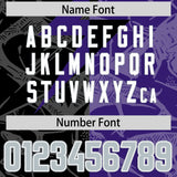 Custom Purple Black Split Personalized Lightning Pattern Football Jersey