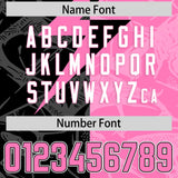 Custom Pink Black Split Personalized Lightning Pattern Football Jersey
