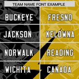 Custom Old Gold Black Split Personalized Lightning Pattern Football Jersey