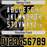 Custom Old Gold Black Split Personalized Lightning Pattern Football Jersey