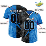Custom Panther Blue Black Split Personalized Lightning Pattern Football Jersey