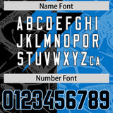 Custom Panther Blue Black Split Personalized Lightning Pattern Football Jersey