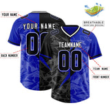 Custom Royal Black Split Personalized Lightning Pattern Football Jersey