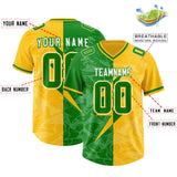 Custom Kelly Green Yellow Split Personalized Lightning Pattern Football Jersey