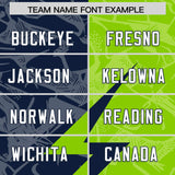 Custom Neon Green Navy Split Personalized Lightning Pattern Football Jersey