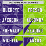 Custom Neon Green Purple Split Personalized Lightning Pattern Football Jersey