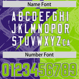 Custom Neon Green Purple Split Personalized Lightning Pattern Football Jersey