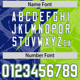 Custom Royal Neon Green Split Personalized Lightning Pattern Football Jersey