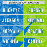 Custom Neon Green Panther Blue Split Personalized Lightning Pattern Football Jersey