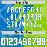 Custom Neon Green Panther Blue Split Personalized Lightning Pattern Football Jersey