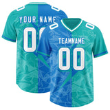 Custom Panther Blue Aqua Split Personalized Lightning Pattern Football Jersey
