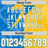 Custom Panther Blue Yellow Split Personalized Lightning Pattern Football Jersey