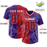 Custom Red Purple Split Personalized Lightning Pattern Football Jersey