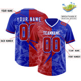 Custom Royal Red Split Personalized Lightning Pattern Football Jersey